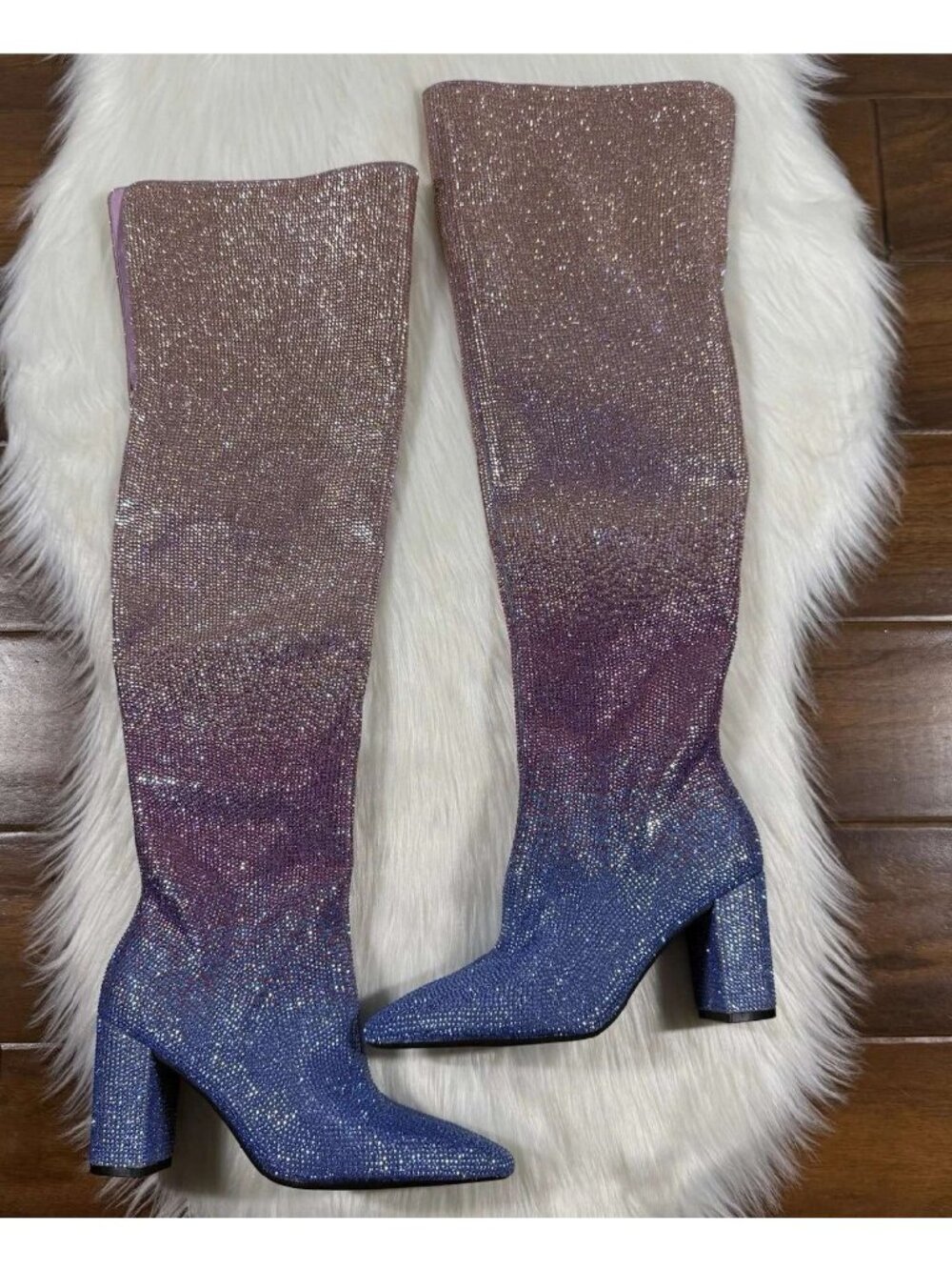 GB Gianni Bini Women's Size 6 M Ombre Rhinestone Over The Knee High Boots